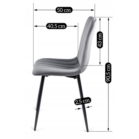 Krzesło do jadalni nowoczesne bez podłokietników szare Ibis