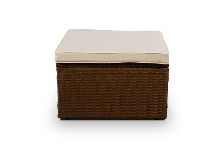 Zestaw wypoczynkowy mebli ogrodowych sofa z pufa i stolikiem 