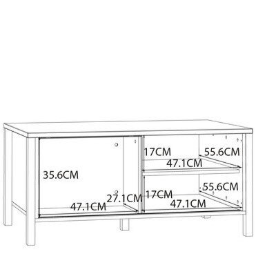 Stolik kawowy z lamelami i półkami do salonu w stylu loftowym Jytana Forte