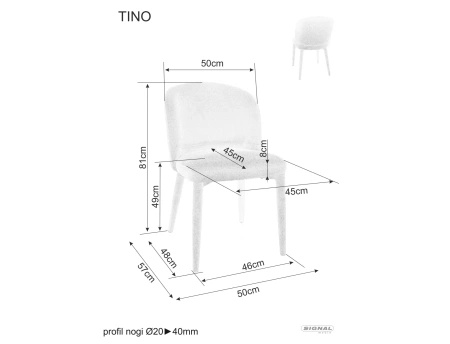 Krzesło tapicerowane szare do jadalni Tino