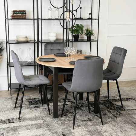 Stół okrągły rozkładany 102-142 cm do salonu dąb artisan/czarny 