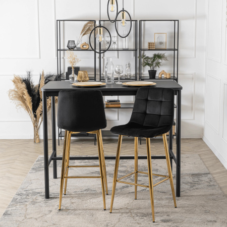 Hoker tapicerowany krzesło barowe z oparciem nowoczesne czarne w stylu loftowym