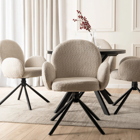 Krzesło obrotowe beżowe tapicerowane  do jadalni Musso