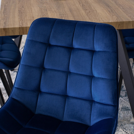 Krzesło do jadalni welurowe granatowe w stylu loftowym Rick