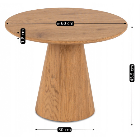 Stolik kawowy okrągły do salonu dąb naturalny 60 cm