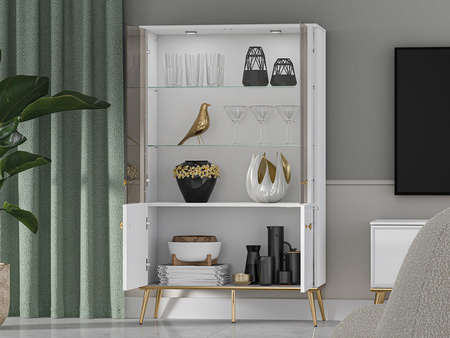 Witryna wysoka dwudrzwiowa na nóżkach do salonu Goldin 03