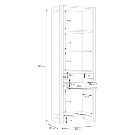 Regał wysoki na książki do salonu Note Forte