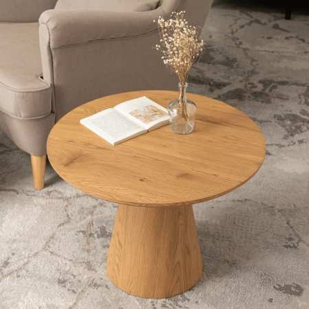 Stolik kawowy okrągły do salonu dąb naturalny 60 cm