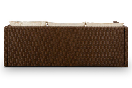 Zestaw wypoczynkowy mebli ogrodowych sofa z pufa i stolikiem 