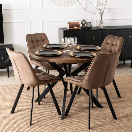 Krzesło brązowe welurowe nowoczesne do jadalni Rick 