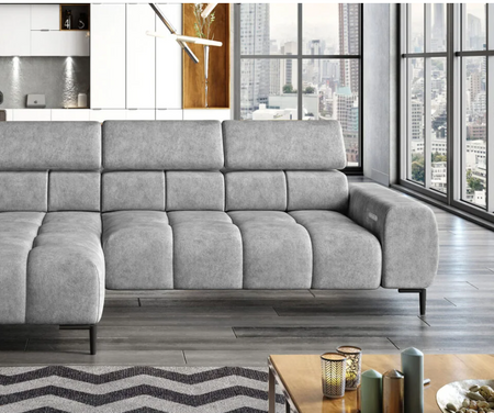 Narożnik modułowy z elektrycznym wysuwem siedziska na nóżkach Plaza Wersal