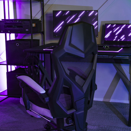 Fotel obrotowy dla gracza nowoczesny czarny/biały