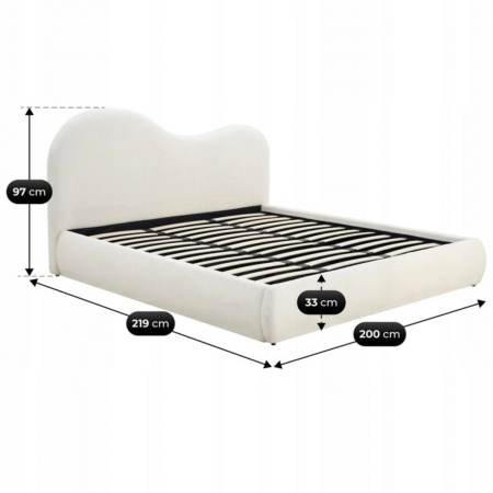 Łóżko tapicerowane beżowe z podnoszonym stelażem 180x200 Talinn