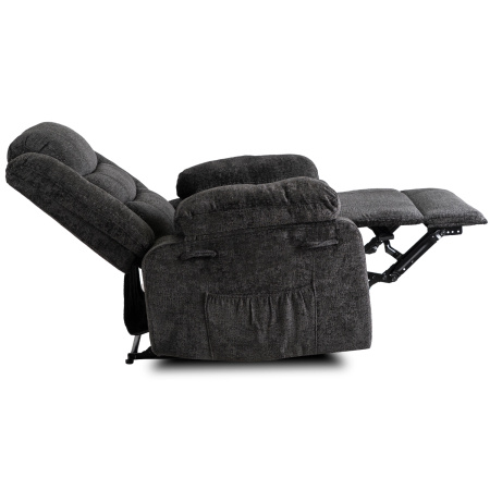 Fotel rozkładany czarny z podnóżkiem w tkaninie welurowej Arturo