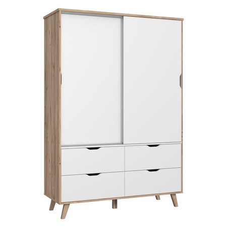 Szafa przesuwna z szufladami na nóżkach VANKKA