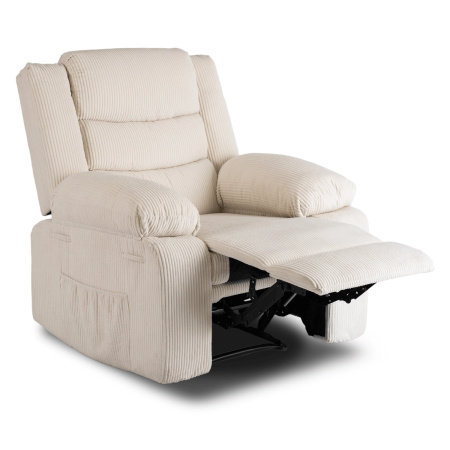 Fotel rozkładany beżowy sztruksowy z podnóżkiem Arturo