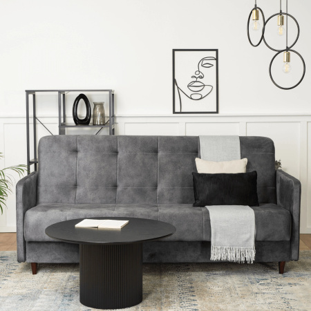 Sofa szara z funkcją spania na nóżkach do salonu Tivoli 