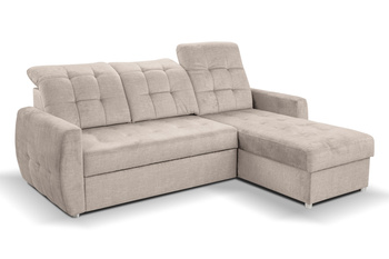 Narożnik beżowy rozkładany z regulowanymi zagłówkami Nela