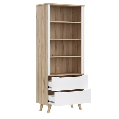 Regał wysoki z szufladnami na nóżkach do salonu VANKKA Forte