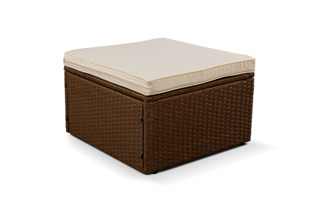 Zestaw wypoczynkowy mebli ogrodowych sofa z pufa i stolikiem 