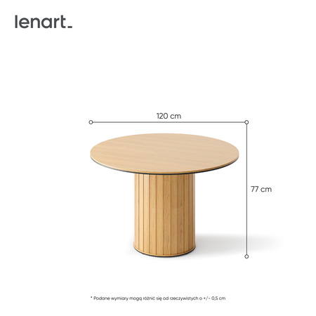 Stół okrągły na jednej nóżce 120 cm do salonu Rotto Lenart