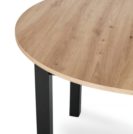 Stół okrągły rozkładany 102-142 cm do salonu dąb artisan/czarny 