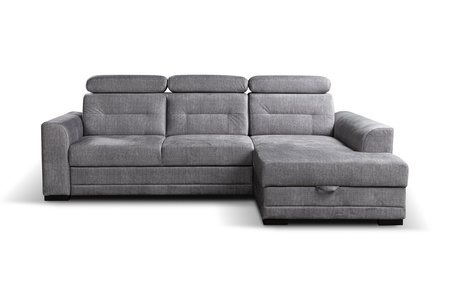 Narożnik szary z funkcją spania i ruchomymi zagłówkami Costa