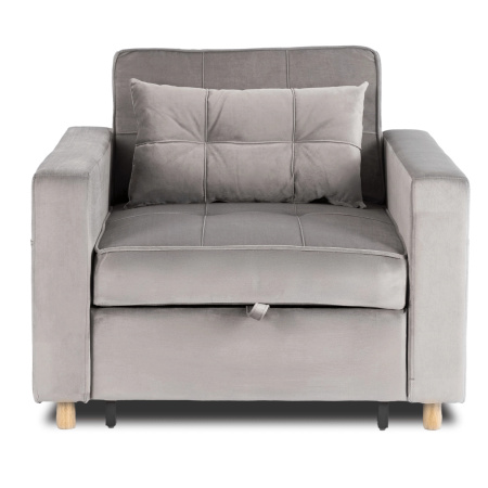 Fotel rozkładany Solor szary welurowy z funkcją spania