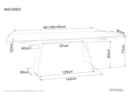 Stół rozkładany prostokątny ceramiczny Bacardi