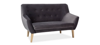 Sofa dwuosobowa na nóżkach szara do salonu Nordic Velvet Signal Meble