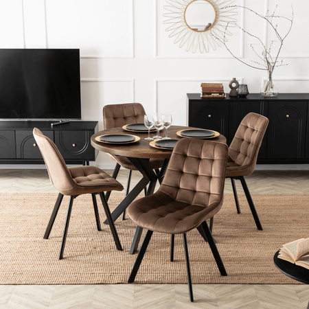 Krzesło brązowe welurowe nowoczesne do jadalni Rick 