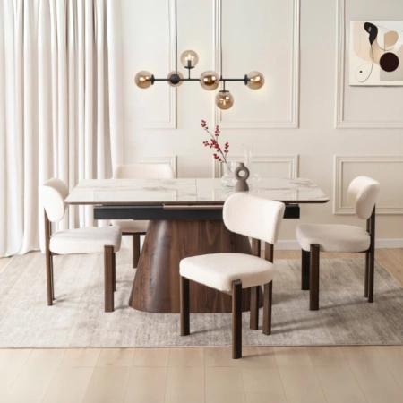 Krzesło tapicerowane do jadalni orzech/kremowe Grenada