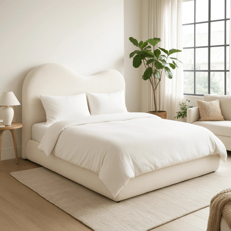 Łóżko tapicerowane beżowe z podnoszonym stelażem 180x200 Talinn