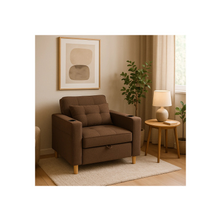 Fotel rozkładany Solor brązowa amerykanka dla jednej osoby