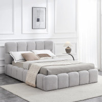 Łóżko tapicerowane szare 140x200 ze stelażem i pojemnikiem Murcja