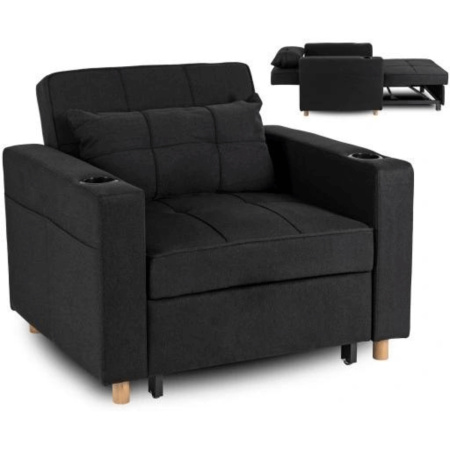 Fotel jednoosobowy rozkładany amerykanka czarna Solor