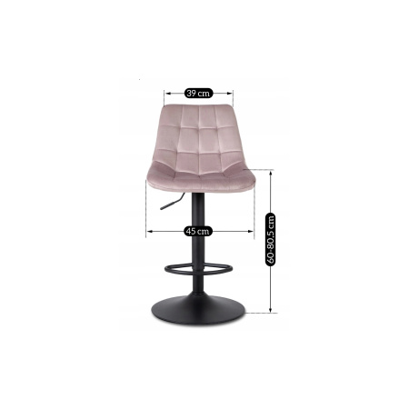 Hoker krzesło barowe tapicerowanez oparciem w stylu glamour różowe