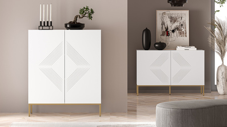 Komoda biała na złotych nóżkach do salonu Clearing