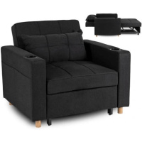 Fotel jednoosobowy rozkładany amerykanka czarna Solor