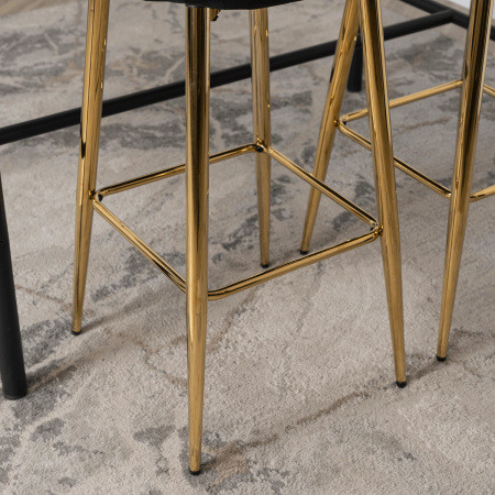 Hoker tapicerowany krzesło barowe z oparciem nowoczesne czarne w stylu loftowym