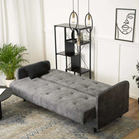 Sofa szara z funkcją spania na nóżkach do salonu Tivoli 