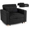 Fotel jednoosobowy rozkładany amerykanka czarna Solor