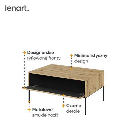 Stolik kawowy prostokątny na nóżkach dąb artisan Trend 