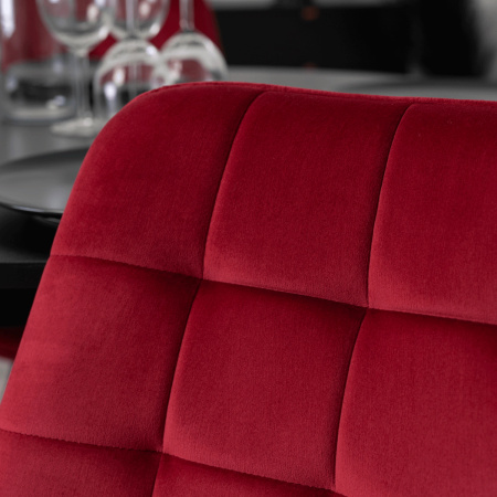 Krzesło taicerowane bordowe w stylu loftowym do jadalni Rick