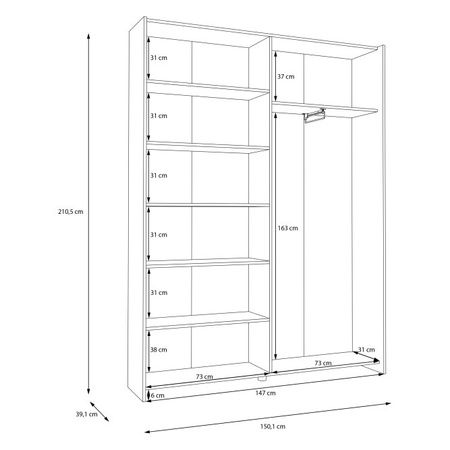 Szafa przesuwna nowoczesna 150 cm biała Home Nook