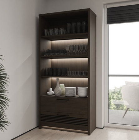 Regał wysoki podświetlany z szufladami do salon Eufemius Forte