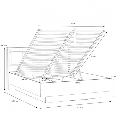 Łóżko z pojemnikiem na pościel dwuosobowe do sypialni