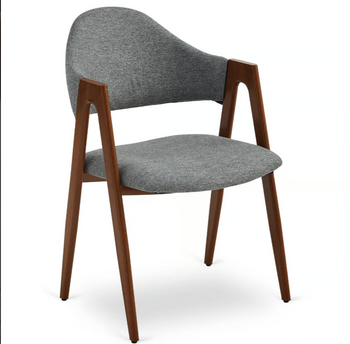 Krzesło tapicerowane do jadalni RUIZ szare/orzech