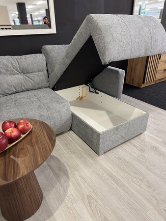 Narożnik nowoczesny rozkładany do małego salonu i pojemnikiem na pościel Amaro Bis 