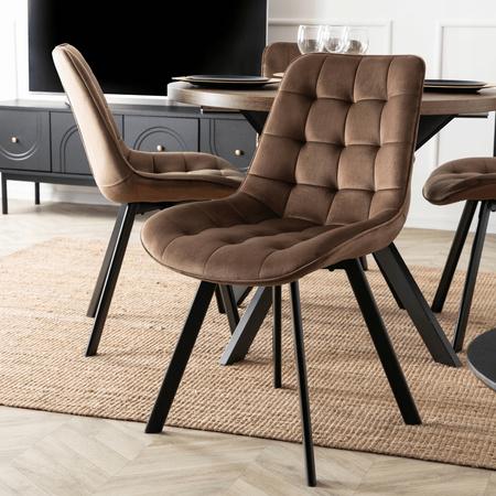Krzesło brązowe welurowe nowoczesne do jadalni Rick 